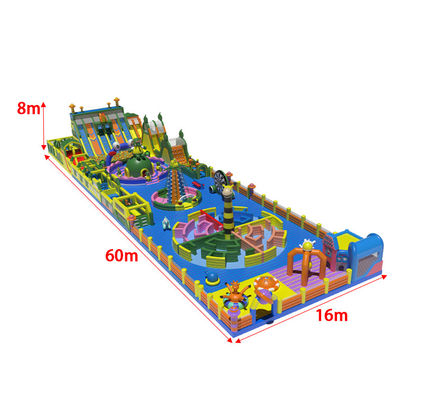 Labirent Engelleriyle Şişilebilir Büyük Tema Parkı Büyük Kaydırmalar Top Havuzu