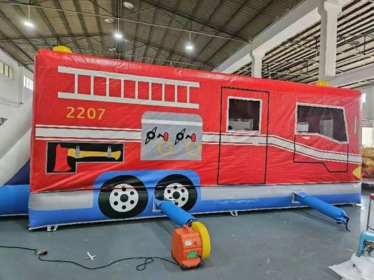 Kırmızı ve Mavi Şişme Araba Atlama Evi İtfaiye Kamyonu Atlama Kalesi