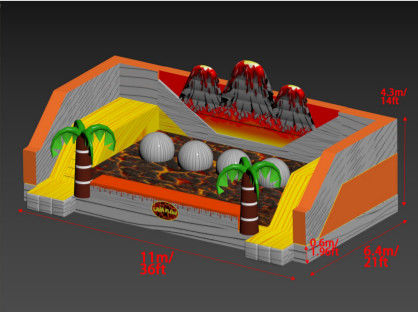 Perjuangan Gunung Berapi Berbahaya Permainan Inflatable Outdoor Dengan Pohon Sawit