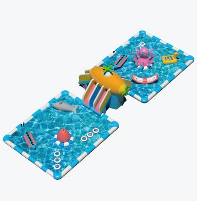Outdoor Giant Slides Inflatable Water Park Disesuaikan Dengan Dua Kolam Renang Besar