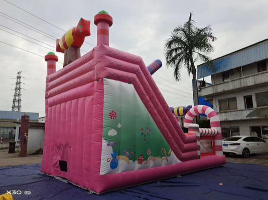 Candy World Pembe Tarzı Kiralık Etkinlik Partisi İçin Şişme Slaytlar