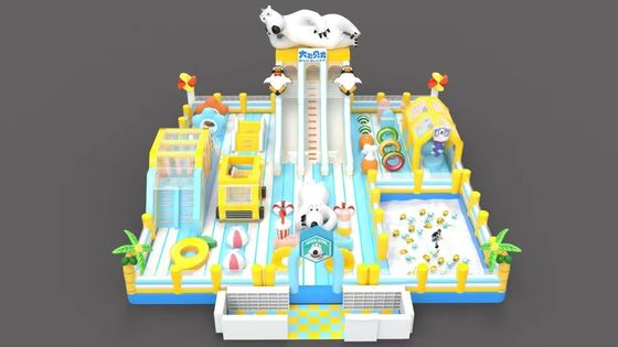 Komersial besar inflatable Dengan Slide Bouncing Hambatan Kolam pasir