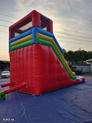 Yaz Mavi Turuncu Havuzlu Şişme Su Kaydırmaları