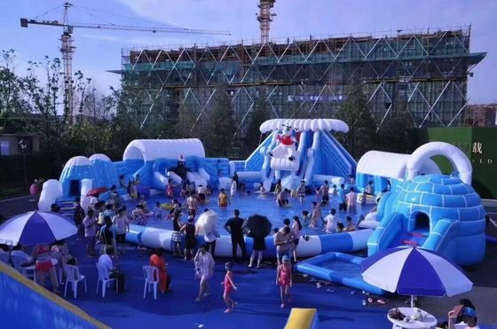 Snow World Açık Hava Şişme Su Parkı Büyük Yuvarlak Havuzla Özel