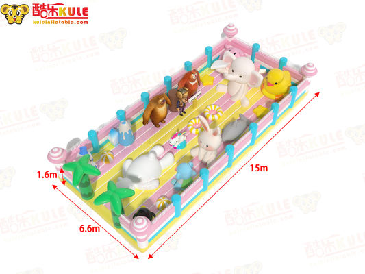 Anak-anak Inflatable Bouncy Castle Dengan Hewan Gajah Kelinci