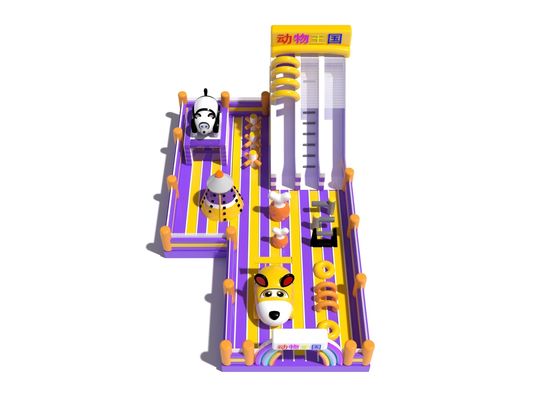 Hayvanlar Tema Parkı Oyun Alanı İki Kaydırmalı Şişme Atlama Kalesi