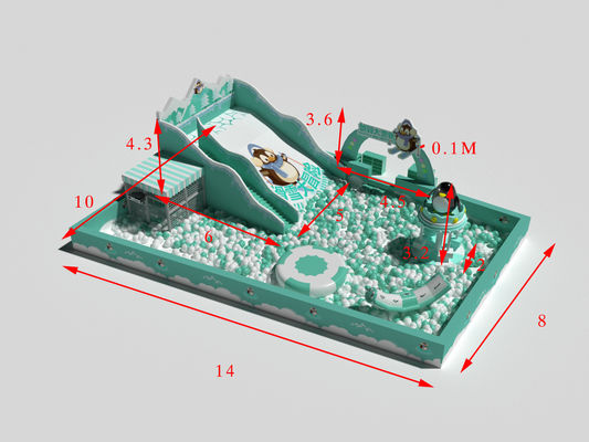 Penguen Temalı Kapalı Oyun Alanı Şişme Kale Toplarla Atlama Havuzu