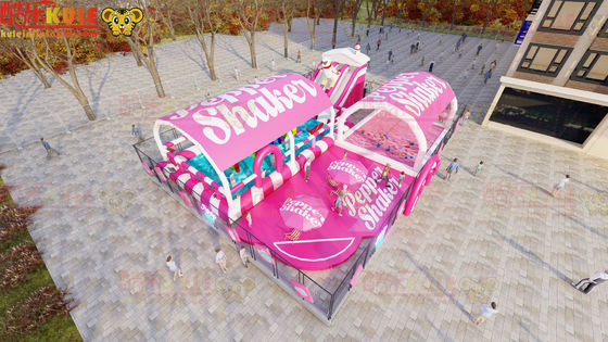 Taman bermain air berwarna merah muda 20*15m untuk merasakan musim panas