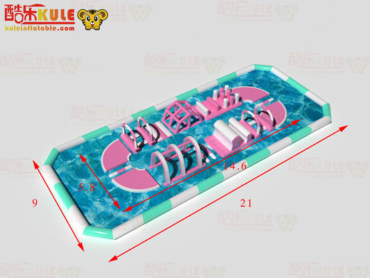 Pembe Şişme Su Engelli Yürüyüşü Yaz İçin Açık Hava Parkı