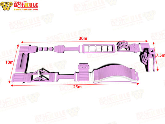 Spor Parkları Şişme Su Engelleri Pembe Eğlenceli Zorlama ile 10m