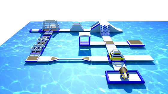 PVC Tarpaulin şişirme engeller kursu Su Parkı Mavi ve Beyaz Özel