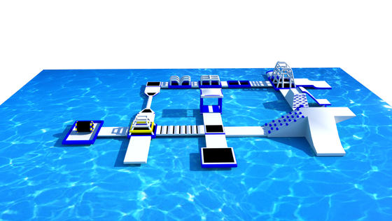 PVC Tarpaulin şişirme engeller kursu Su Parkı Mavi ve Beyaz Özel