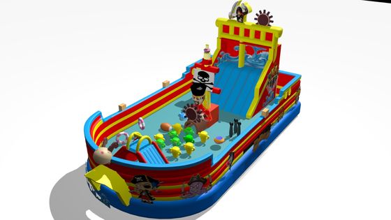 Korsan Gemisi Büyük Şişme Kaydırma Çöpçü Mavi Kırmızı Sarı renk