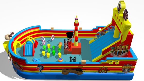 Korsan Gemisi Büyük Şişme Kaydırma Çöpçü Mavi Kırmızı Sarı renk