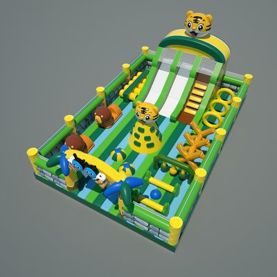 Kaplan Kalesi şişme sıçrama evi oyun alanı (Yeşil ve Sarı)