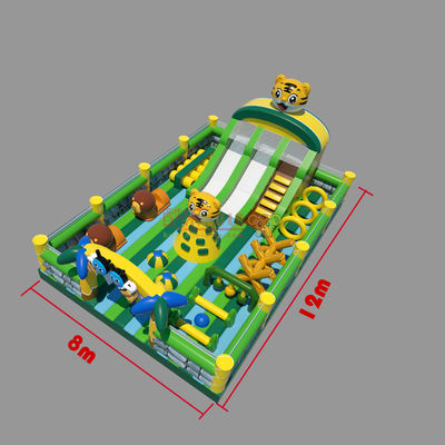 Kaplan Kalesi şişme sıçrama evi oyun alanı (Yeşil ve Sarı)