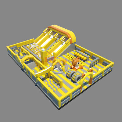 Engelli Atlama Kalesi ile Şişme Büyük Kaydırmalar (Sarı ve Beyaz)