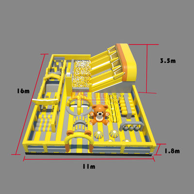 Engelli Atlama Kalesi ile Şişme Büyük Kaydırmalar (Sarı ve Beyaz)