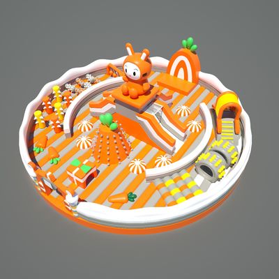 Round Circle Rabit Inflatable Castle (Orange & White & Yellow )