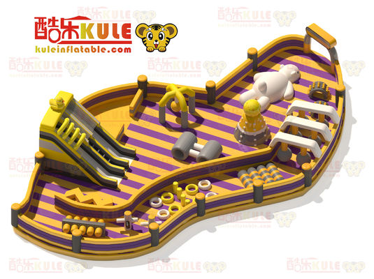 Özel düzensiz şekilli şişme kale (sarı ve mor)