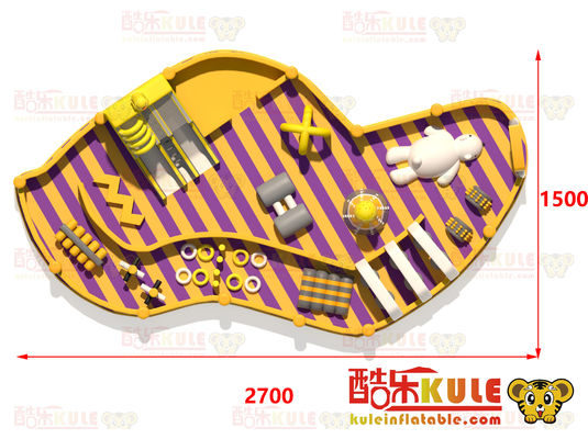 Özel düzensiz şekilli şişme kale (sarı ve mor)