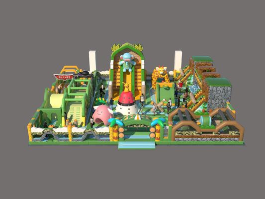 Jungle Tema Parkı Çocuklar İçin Şişme Sıçrama Kalesi Oyun Alanı