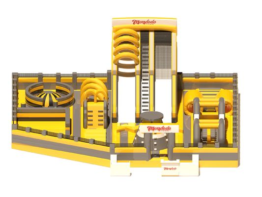 Kapalı Oyun Alanı Şişme Kaleler Sarı Gri Kaydırmalarla