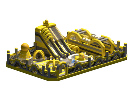 Park Büyük Sarı Şişme Kaleler Kaydırma Engeller Kursu