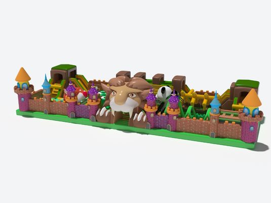 Aslan Tematik Parkı Çocuklar İçin Şişme Atlama Kalesi Kaydırmalar