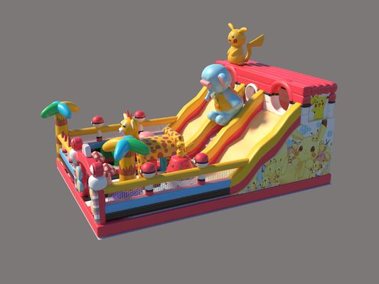 Pikachu Parkı Ticari Şişme Büyük Kaydırmalar İçin Sıçrama Kaleleri