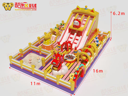 Çin Ejder Aslanı Slide ve Kum havuzu ile şişme sıçrama kalesi
