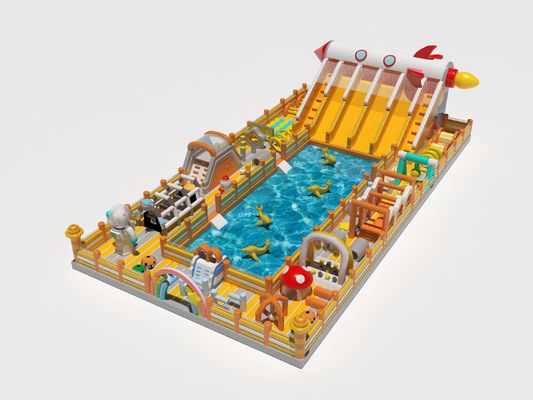 Pvc engeller havuzun etrafındaki şişme su kaleleri