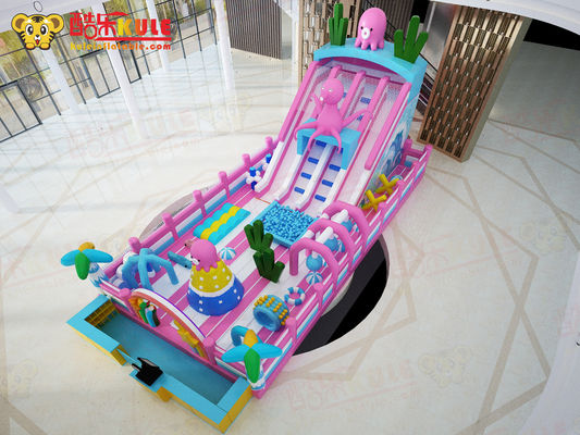 Mürekkepbalığı Parkı Topuğuklu Şişme Kaleler Kapalı Oyun Alanı Çocuklar İçin Pembe