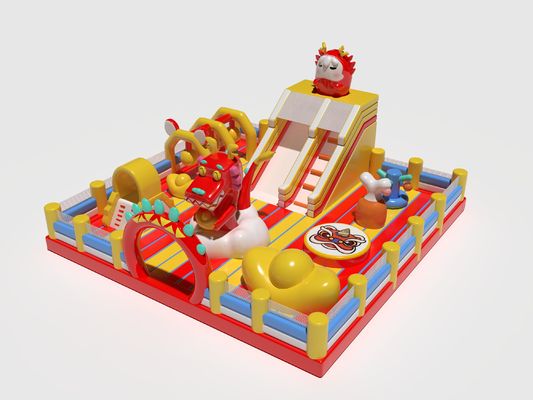 PVC Tarpaulin Ejderha Parkı Çocuklar İçin Şişme Atlama Kalesi