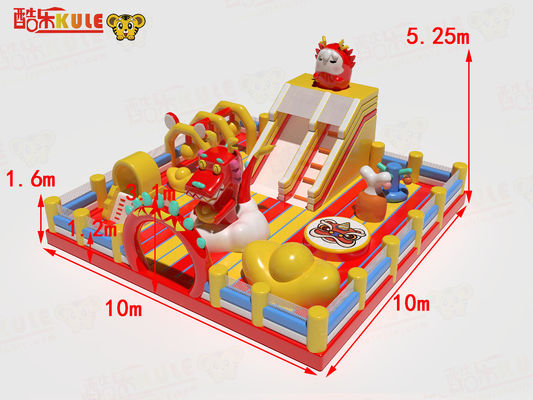 PVC Tarpaulin Ejderha Parkı Çocuklar İçin Şişme Atlama Kalesi