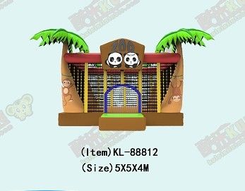 Kebun Binatang Inflatable Kartun Panda Bouncy Castle Untuk Anak-anak