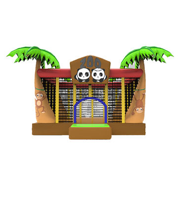 Kebun Binatang Inflatable Kartun Panda Bouncy Castle Untuk Anak-anak