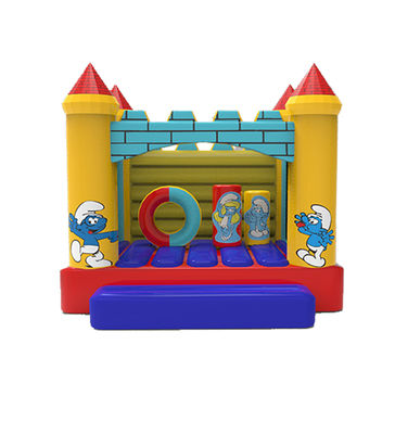 Smurfs Koltukları ve Daire Yüzüğüyle Şişme Atlama Kalesi