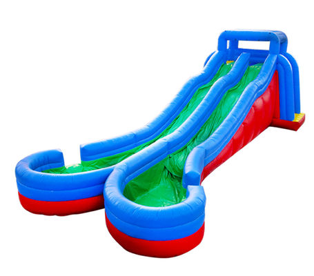 Ticari Açık Hava Şişme İki Şeritli Su Kaydırmaları Havuzla