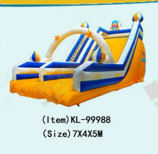 Putih Kuning Biru Anak-anak Taman Hiburan Slide Inflatable Untuk Sewa