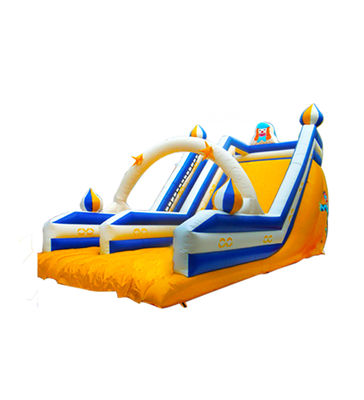 Putih Kuning Biru Anak-anak Taman Hiburan Slide Inflatable Untuk Sewa