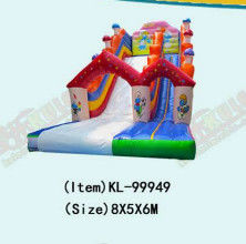 Anak-anak Taman Hiburan Smurfs Inflatable Slide Besar Untuk Sewa