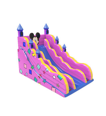 Anak-anak Taman Hiburan Miki Inflatable Mouse Pink Slide Untuk Sewa
