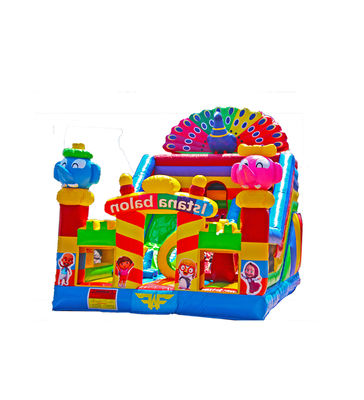 Anak-anak Taman Hiburan Inflatable Peoacock Hewan Slide Untuk Sewa