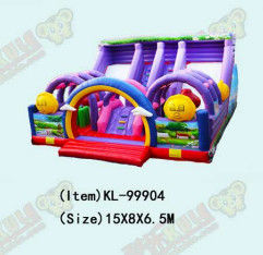 Sesuaikan Slide Dua Jalur Besar Slide Bouncer Inflatable Ungu