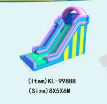 Pelangi Warna Inflatable Slip N Slide Outdoor Playground Untuk Anak-anak