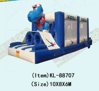 Putih Dan Biru Hitam Anak-anak Taman Hiburan Slide Inflatable Untuk Sewa