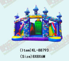 Jump House komersial Kastil dengan dua jalur Slide taman bermain