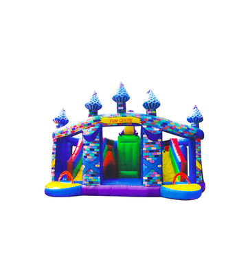 Jump House komersial Kastil dengan dua jalur Slide taman bermain