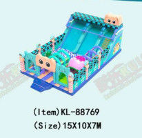 Blue Color Big Slide With Ball Pool Children Fun Park